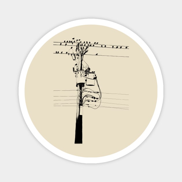 Telephone Pole (Dark on light) Magnet by crimmart